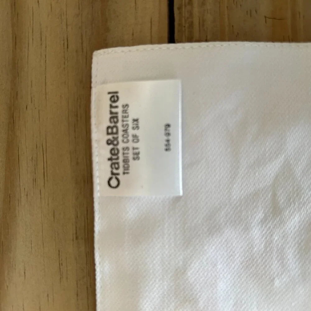 6 Crate & Barrel Embroidered Cloth Appetizer Coasters Set